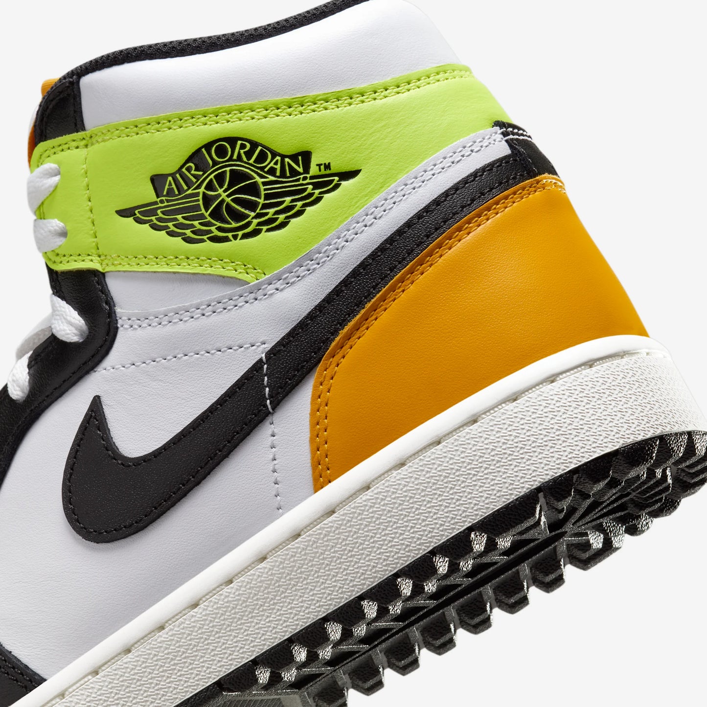 Jordan 1 Retro High Golf White University Gold Volt Black
