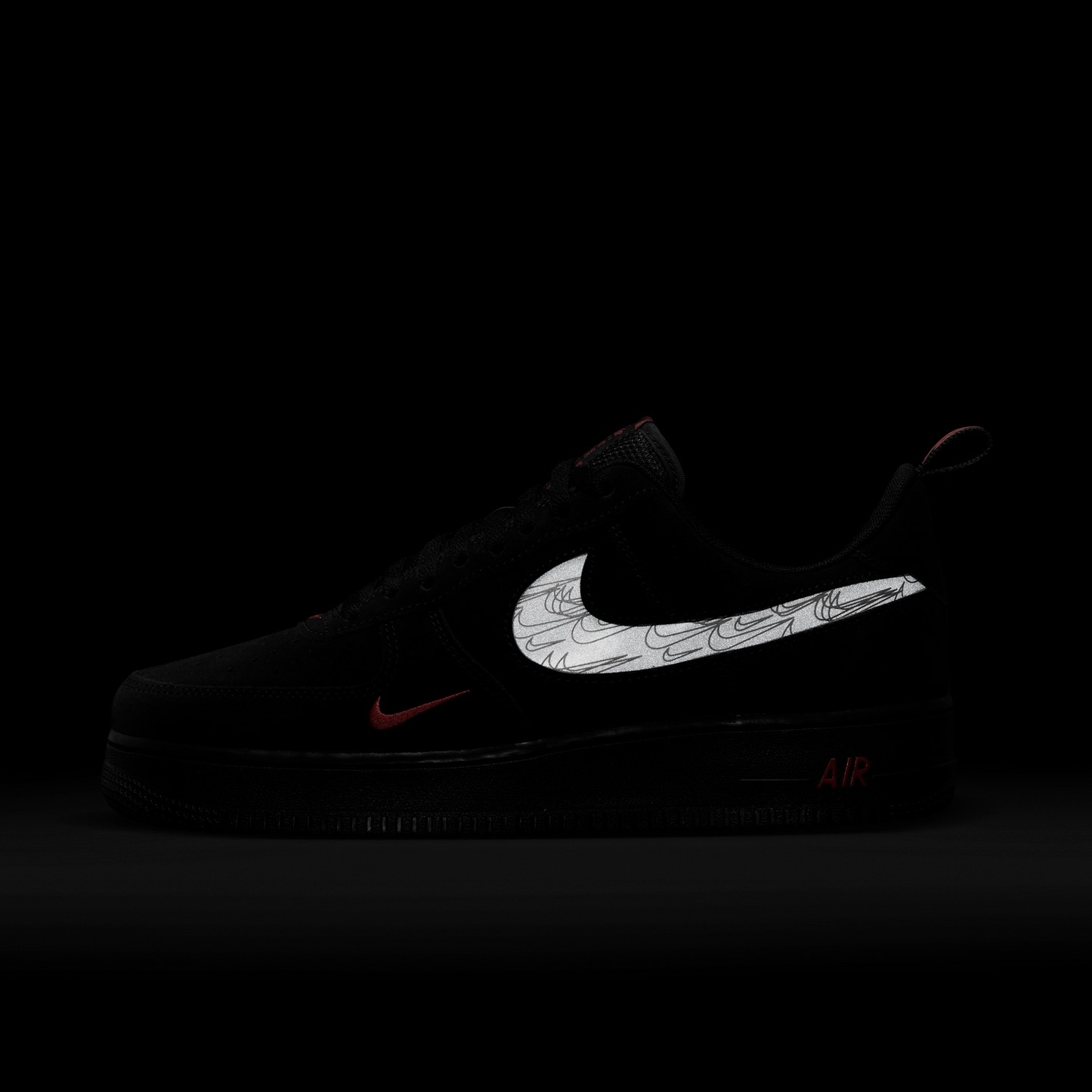 Nike Air Force 1 Low Multi-Swoosh Black Crimson