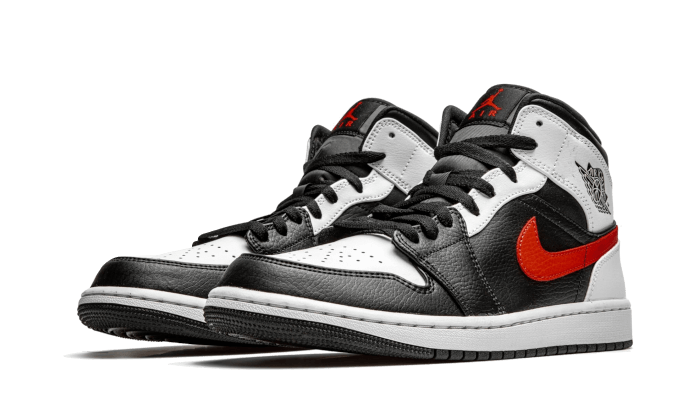 Air Jordan 1 Mid Black Chile Red White (554724-075) - 36 EU - 4Y US - White | SOSUKICKS