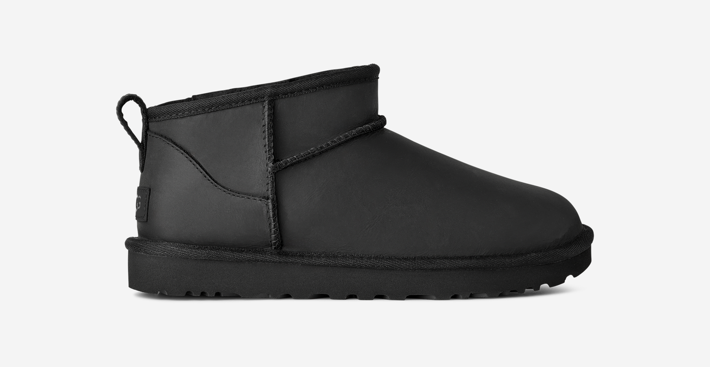 UGG Classic Ultra Mini Leather Boot Black (Women's)