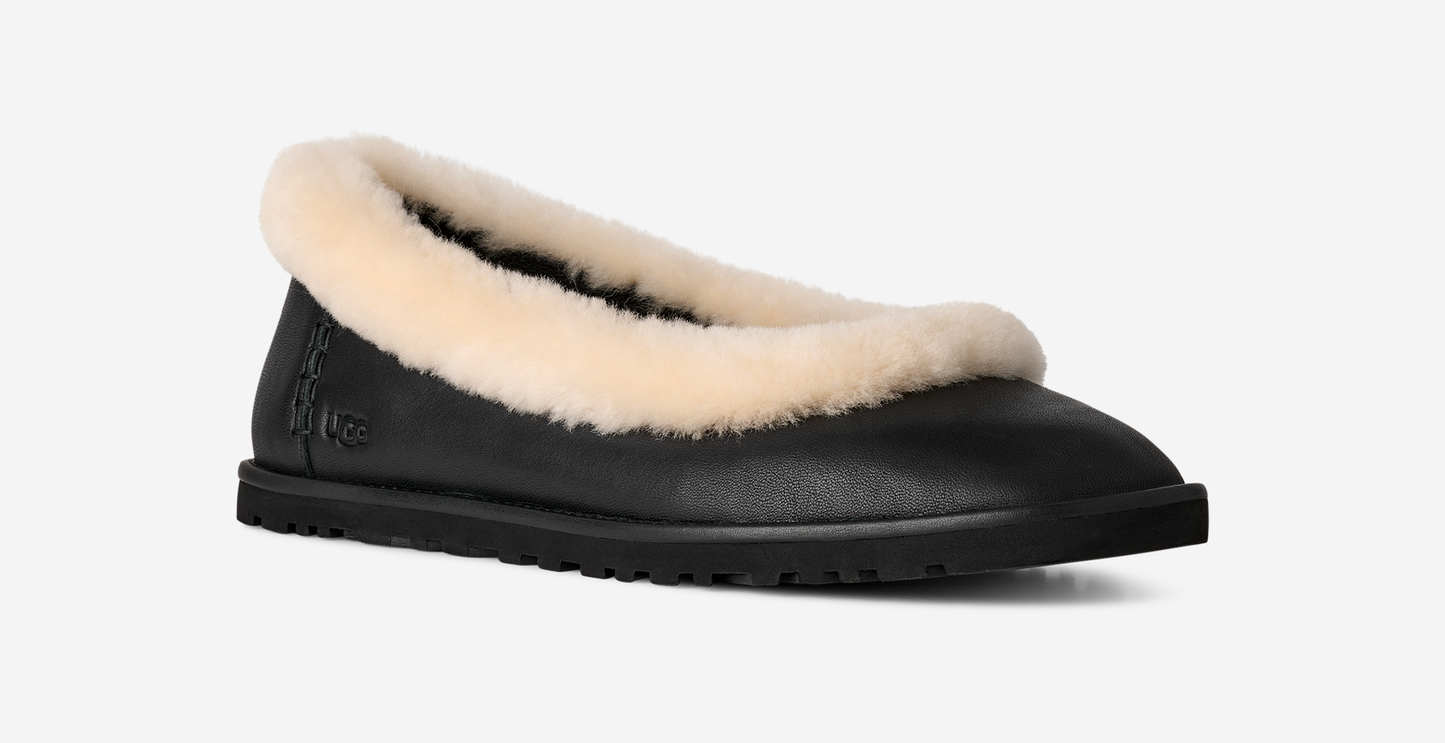 UGG Zora Leather Ballet Flat Black (Women's)