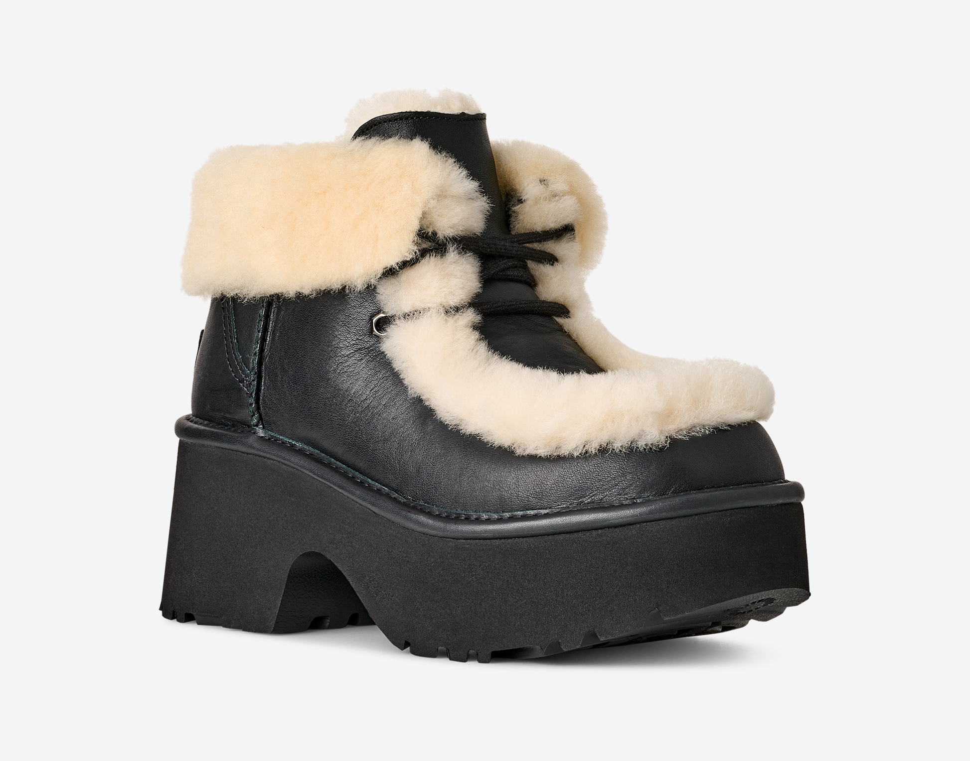 UGG Esmee Leather Lace Up Boot Black (Women's)