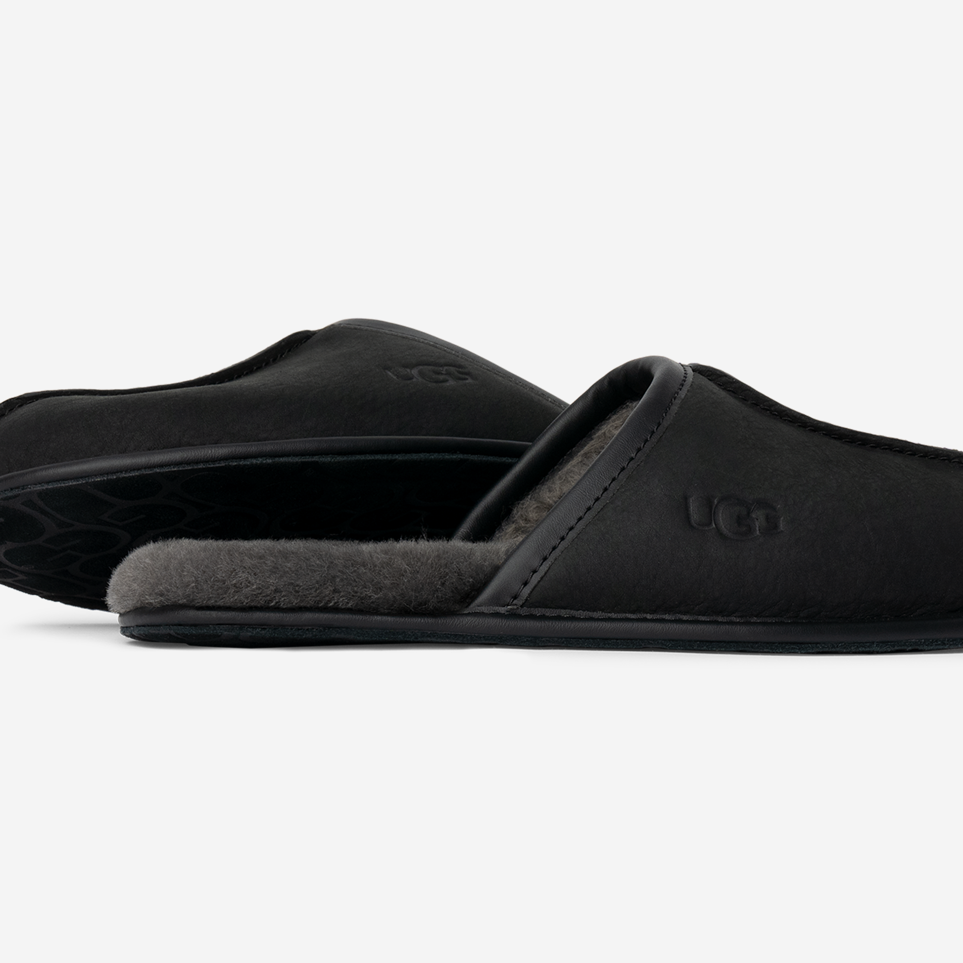 UGG Scuff Leather Slipper Black