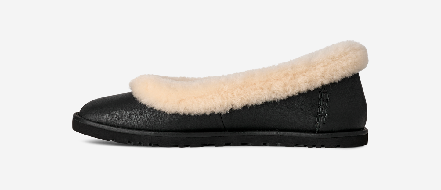 UGG Zora Leather Ballet Flat Black (Women's)