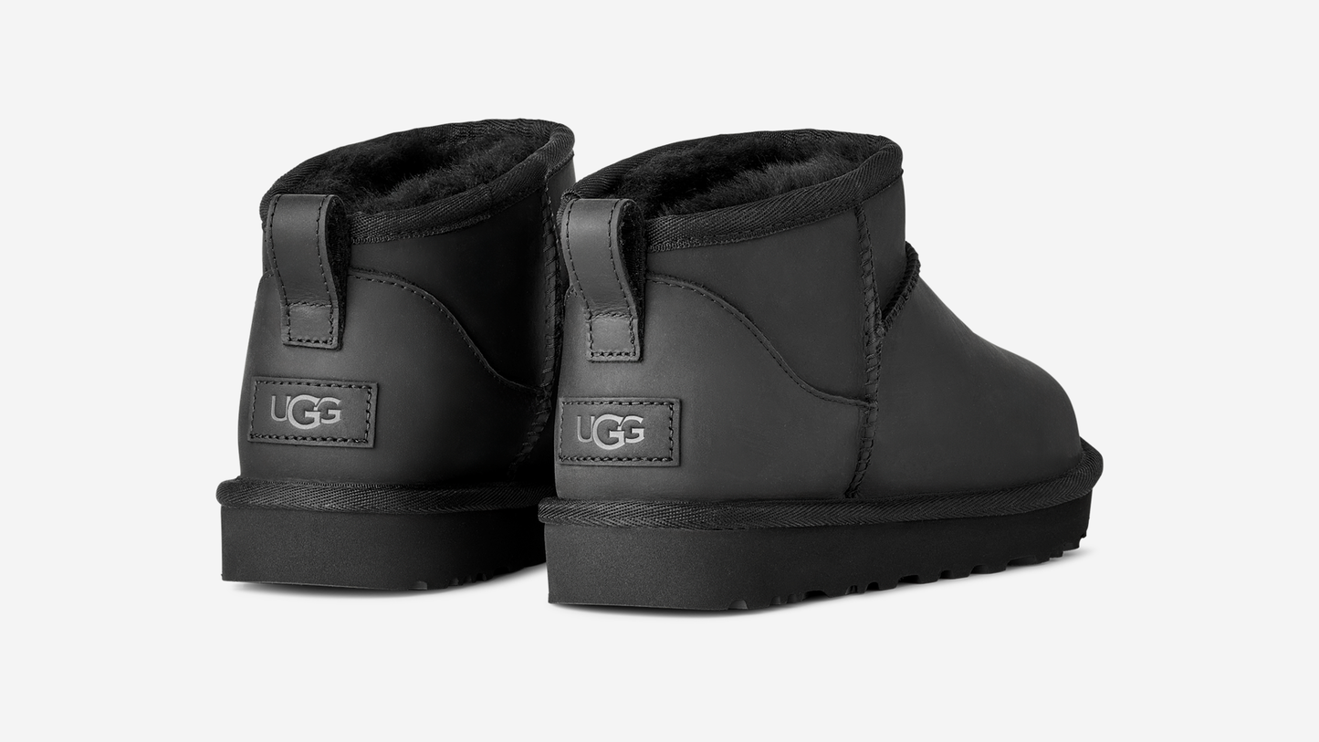 UGG Classic Ultra Mini Leather Boot Black (Women's)
