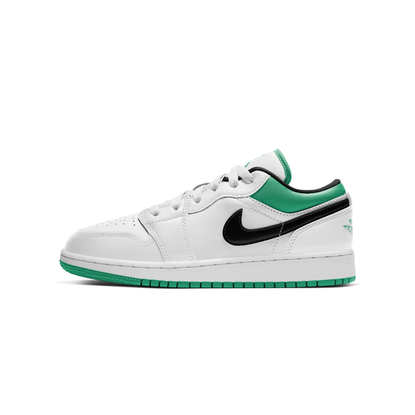 Jordan 1 Low White Lucky Green Tumbled Leather (GS)