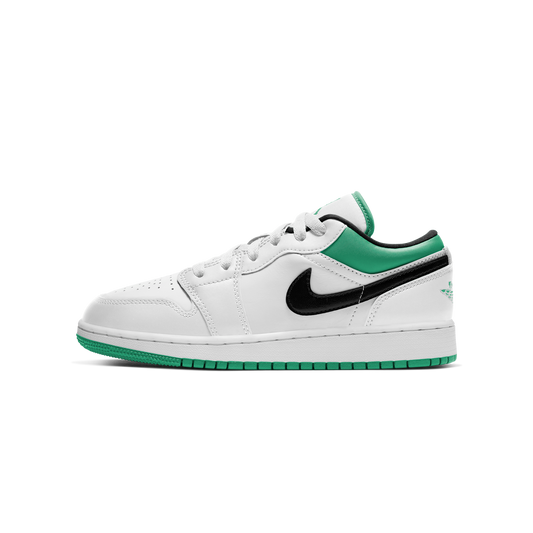 Jordan 1 Low White Lucky Green Tumbled Leather (GS)