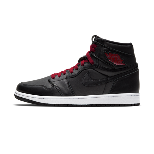 Jordan 1 Retro High Black Satin Gym Red