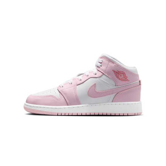 Jordan 1 Mid Pink Foam Fire Red (GS)