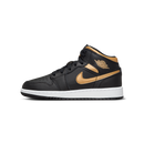 Jordan 1 Mid Black Metallic Gold Swoosh (GS)