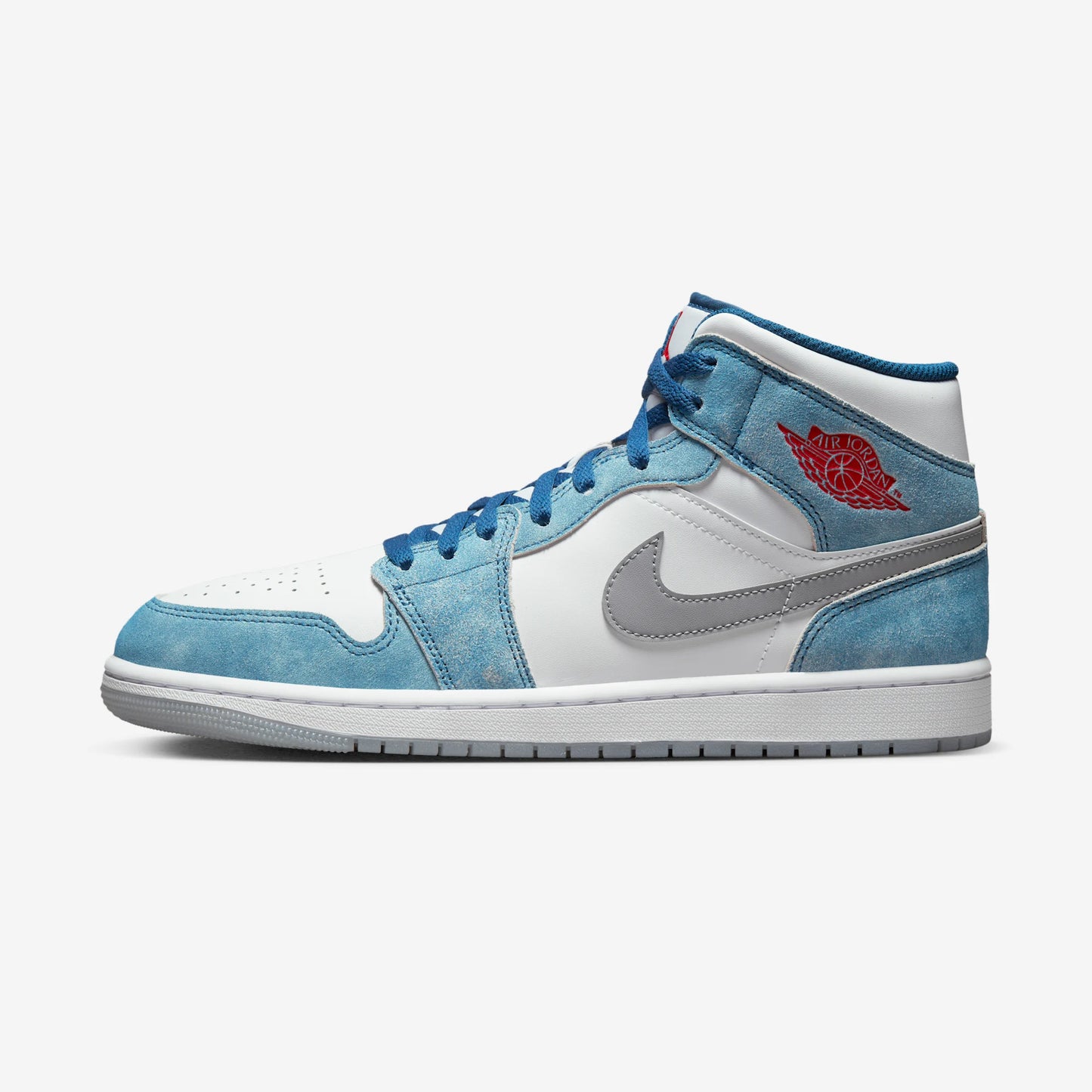 Jordan 1 Mid French Blue Fire Red