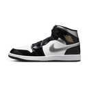 Jordan 1 Mid SE Patent Black White Metallic Silver Metallic Gold