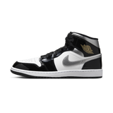 Jordan 1 Mid SE Patent Black White Metallic Silver Metallic Gold