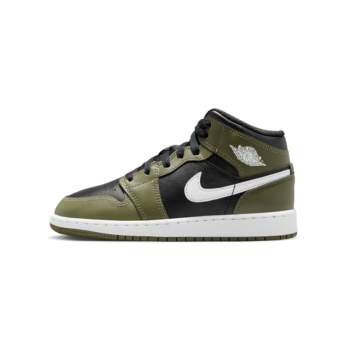 Jordan 1 Mid Black White Olive