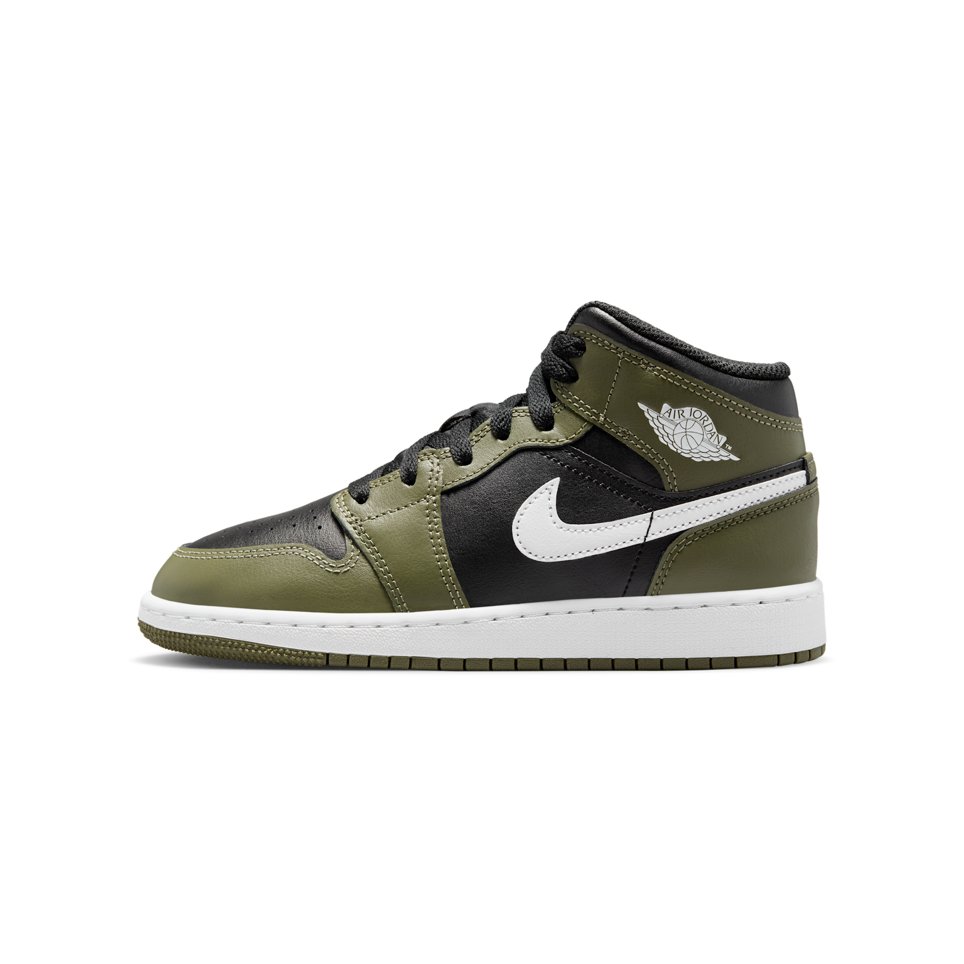 Jordan 1 Mid Black White Olive