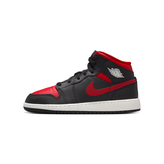 Jordan 1 Mid Black Summit White Varsity Red (GS)