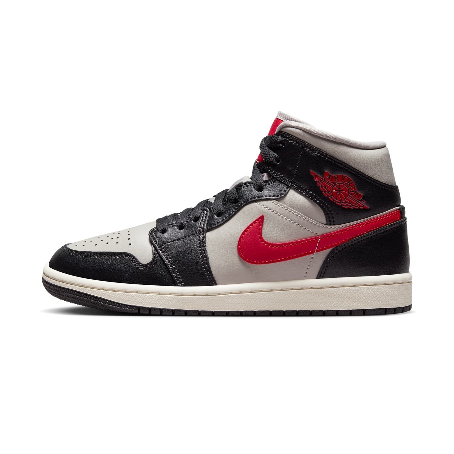 Jordan 1 Mid Black College Grey Gym Red (Women's)