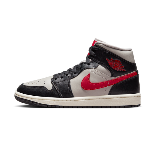 Jordan 1 Mid Black College Grey Gym Red (Women's)