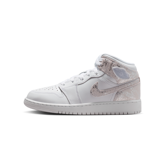 Jordan 1 Mid SE Distressed White Field Silver (GS)