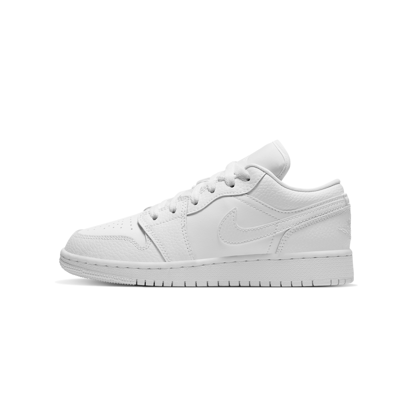 Jordan 1 Low Triple White Tumbled Leather (GS)