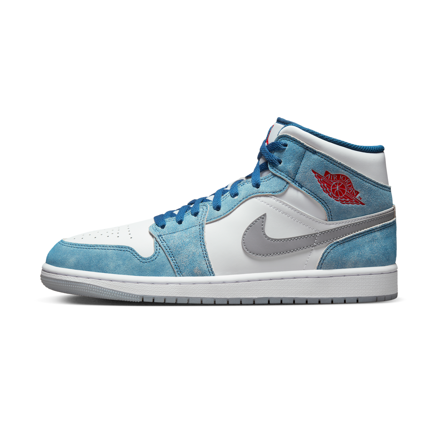 Jordan 1 Mid French Blue Fire Red