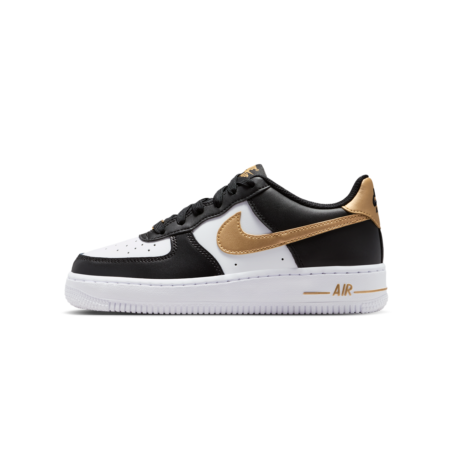 Nike Air Force 1 Low Black White Metallic Gold (GS)