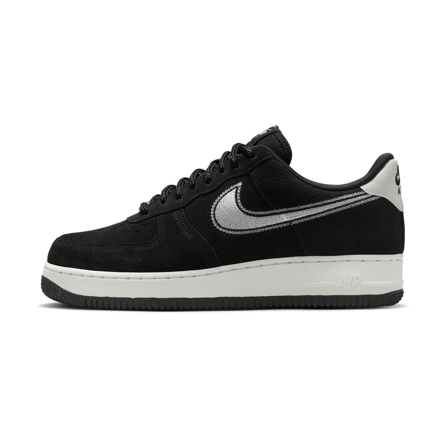 Nike Air Force 1 Low '07 LV8 Black Sail Embroidered Swoosh