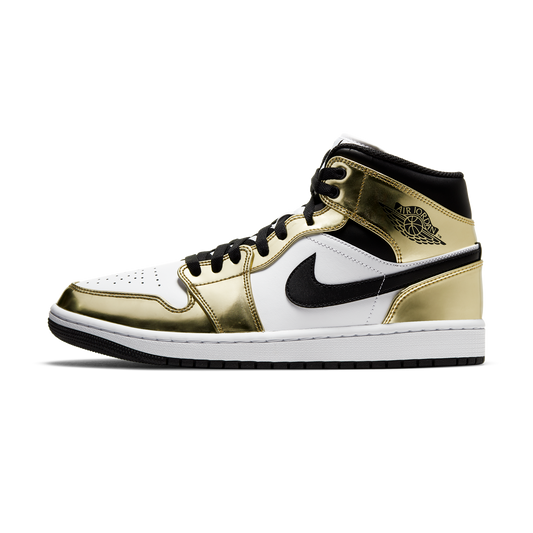 Jordan 1 Mid Metallic Gold Black White
