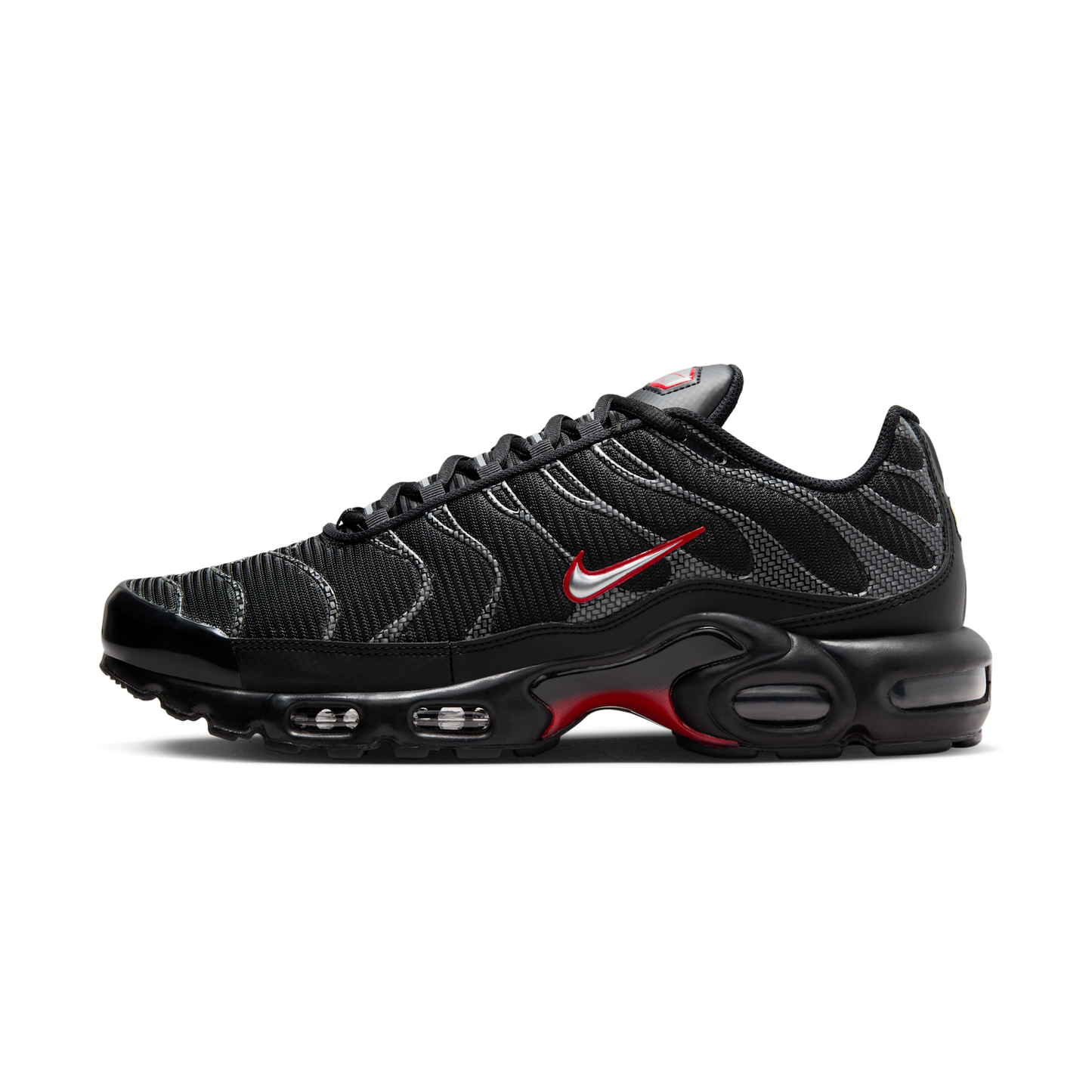 Nike Air Max Plus Black University Red Metallic Silver