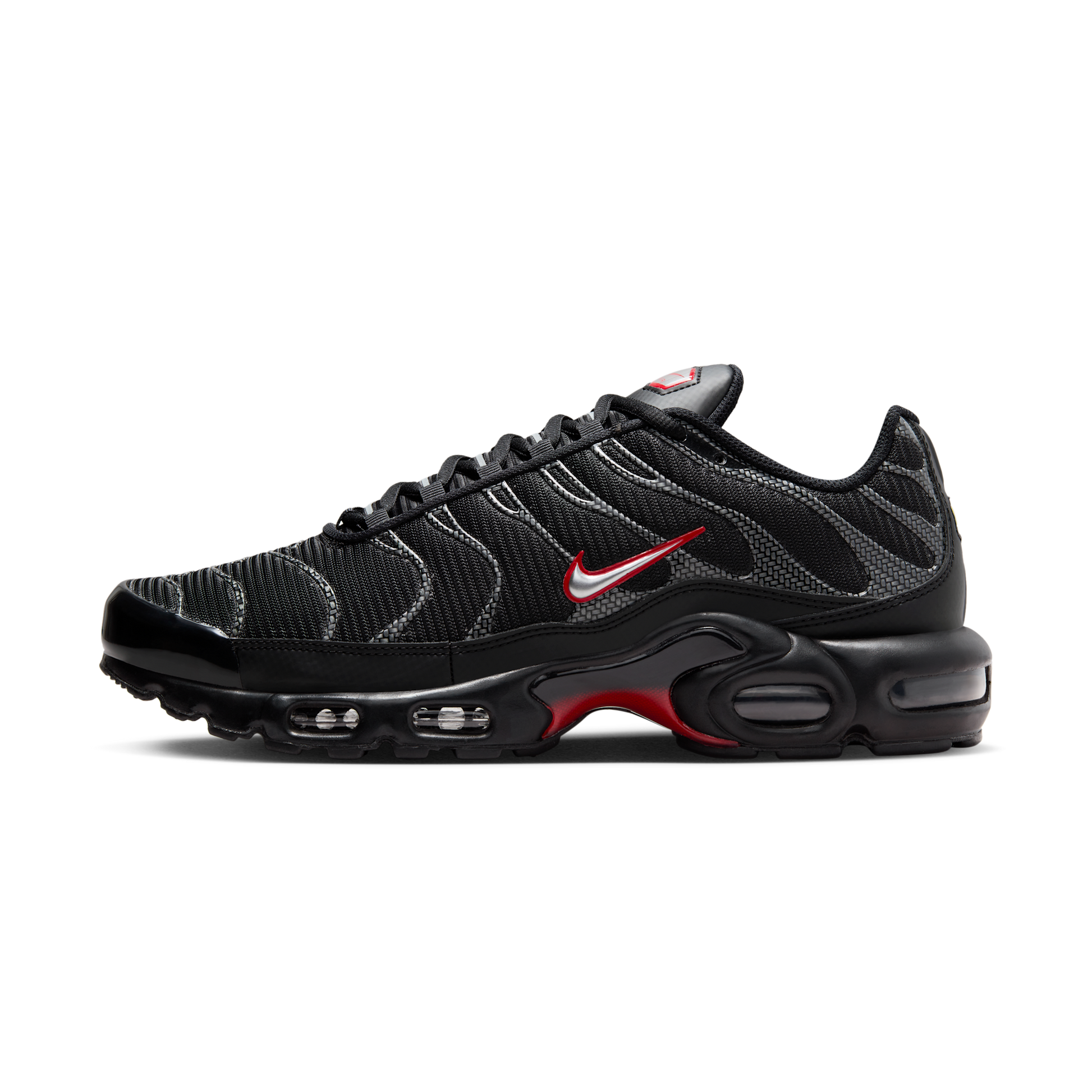 Nike Air Max Plus Black University Red Metallic Silver
