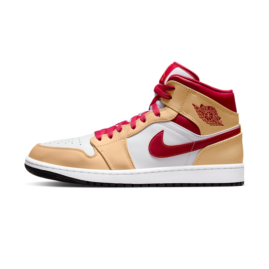 Jordan 1 Mid Light Curry Cardinal