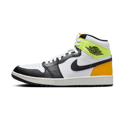 Jordan 1 Retro High Golf White University Gold Volt Black