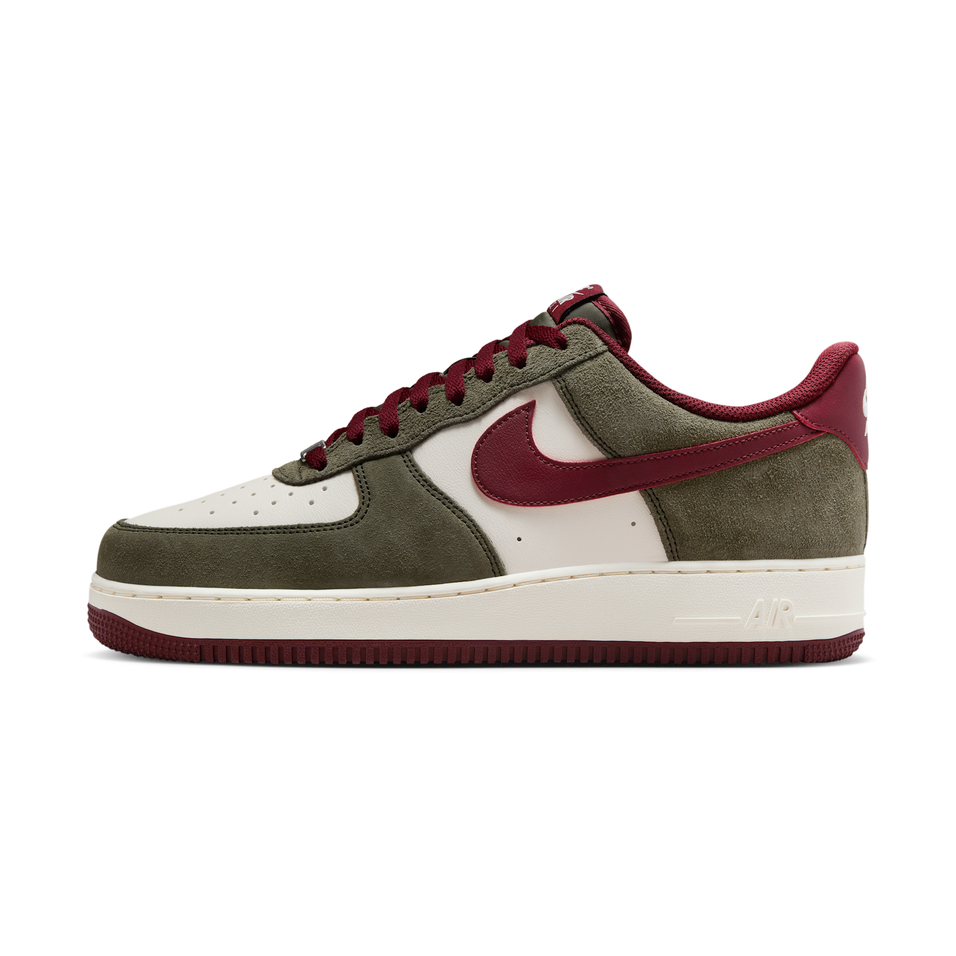 Nike Air Force 1 Low '07 LV8 Cargo Khaki Pale Ivory Dark Team Red