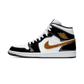 Jordan 1 Mid Patent Black White Gold