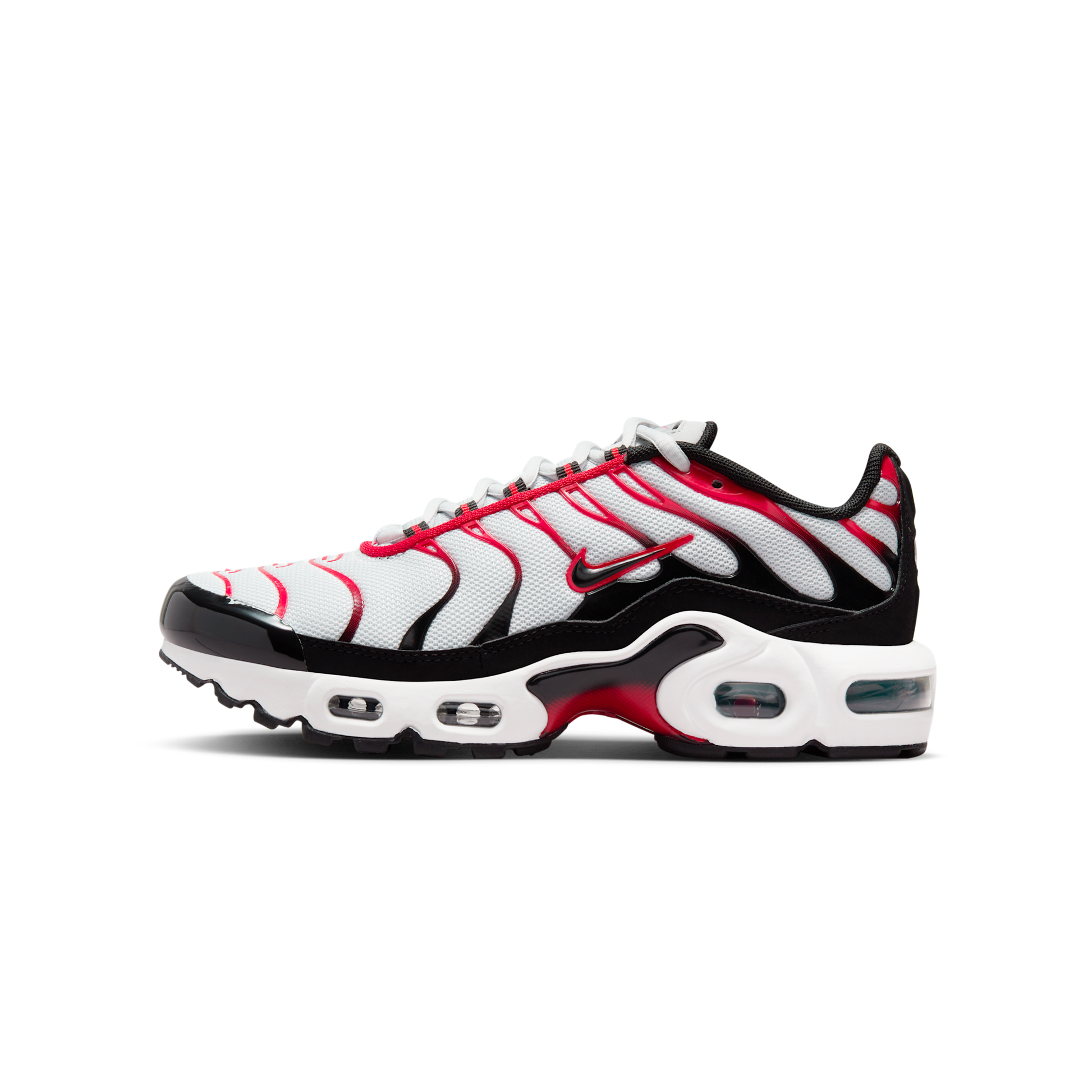 Nike Air Max Plus Pure Platinum Black White University Red (GS)