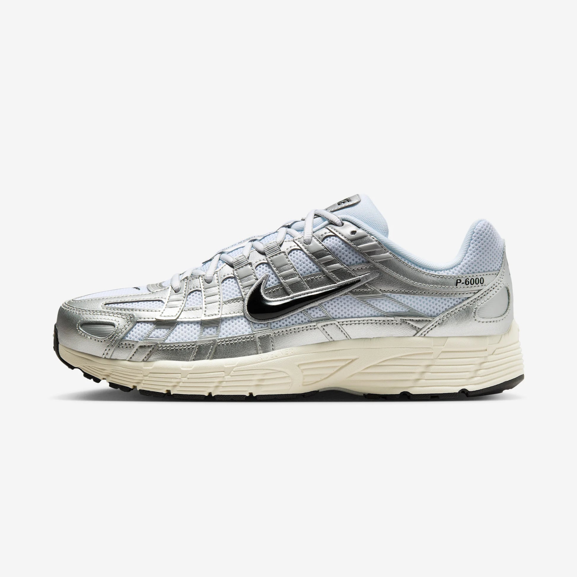 Nike P-6000 White Metallic Silver Flat Silver Black