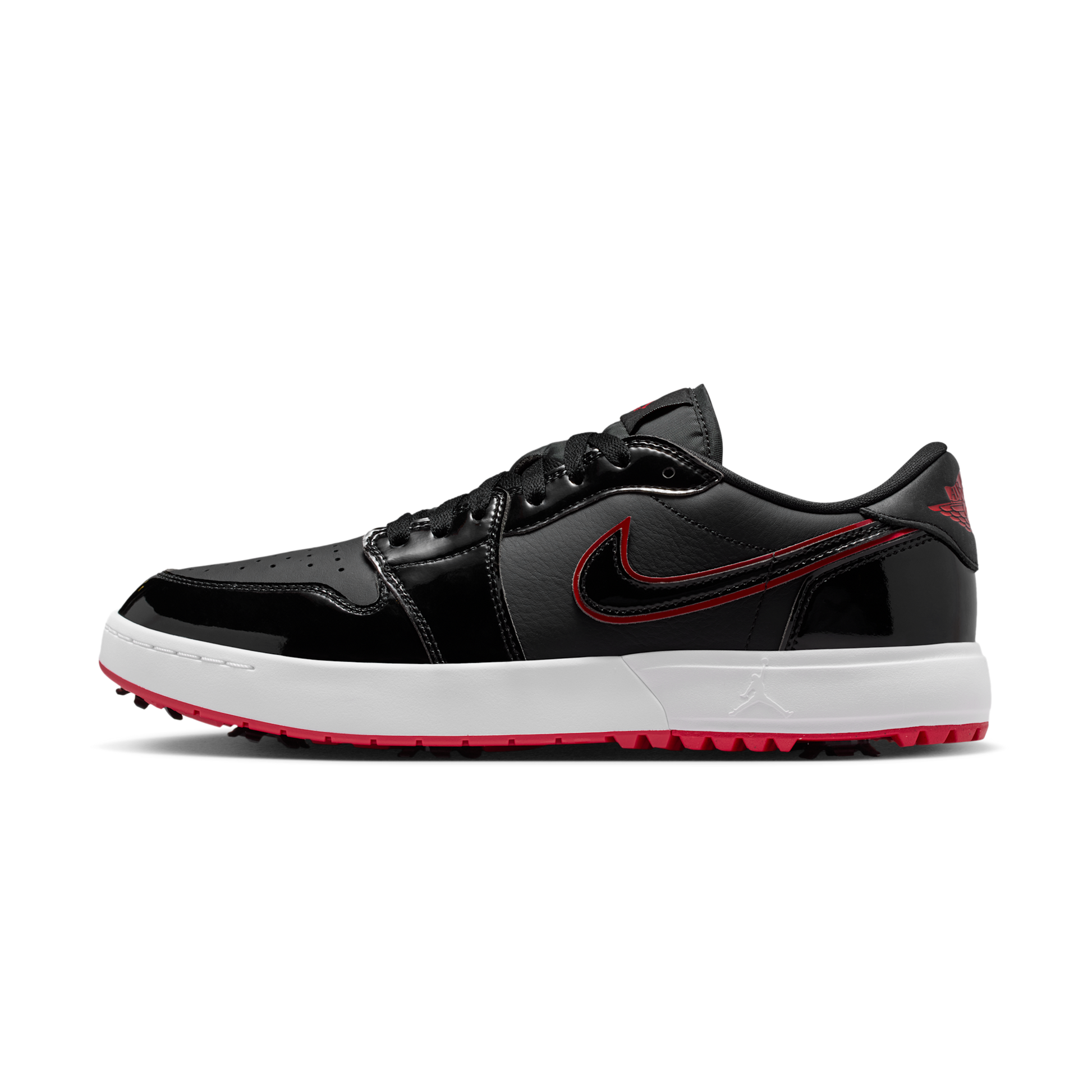 Jordan 1 Low Golf Spiked Bred Black Patent