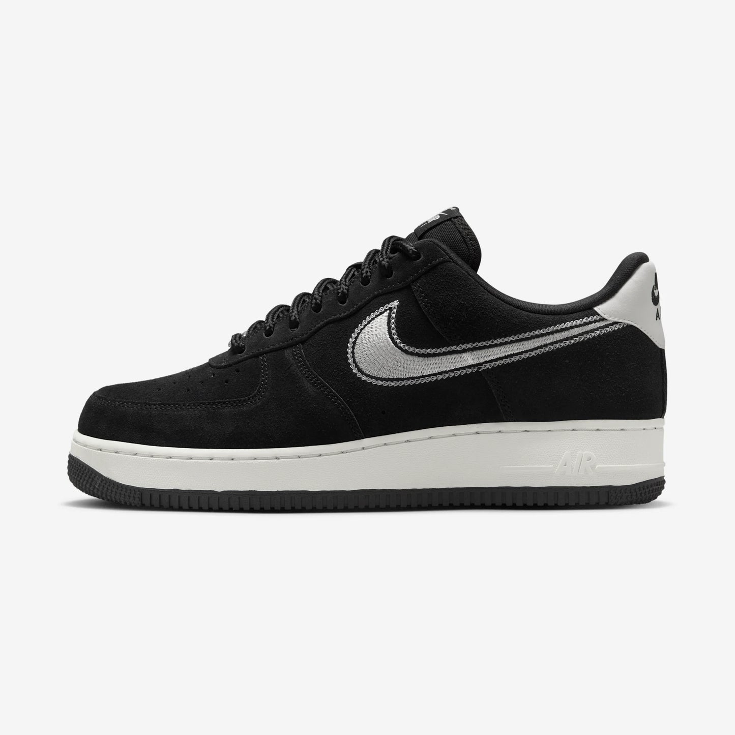 Nike Air Force 1 Low '07 LV8 Black Sail Embroidered Swoosh