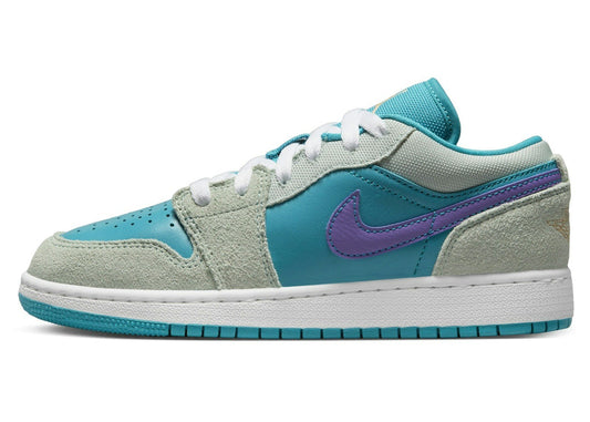 Jordan 1 Low SE Pistachio Frost Aquatone Psychic Purple Celestial Gold (GS)