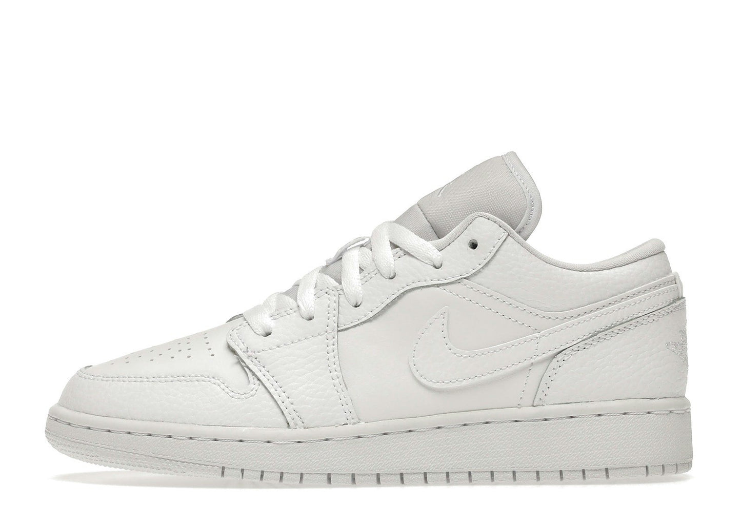 Jordan 1 Low Triple White Tumbled Leather (GS)