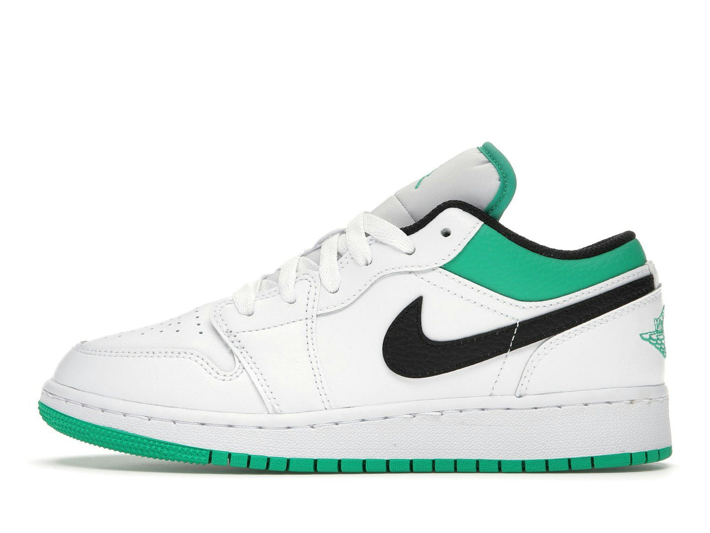 Jordan 1 Low White Lucky Green Tumbled Leather (GS)
