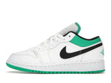 Jordan 1 Low White Lucky Green Tumbled Leather (GS)