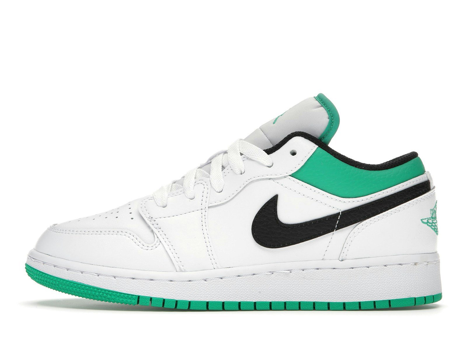 Jordan 1 Low White Lucky Green Tumbled Leather (GS)
