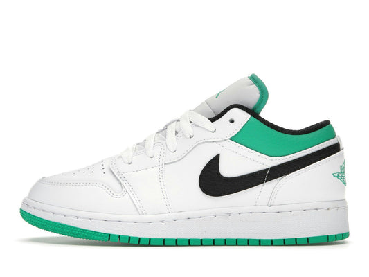 Jordan 1 Low White Lucky Green Tumbled Leather (GS)