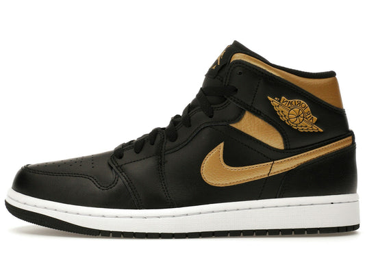 Jordan 1 Mid Black Metallic Gold