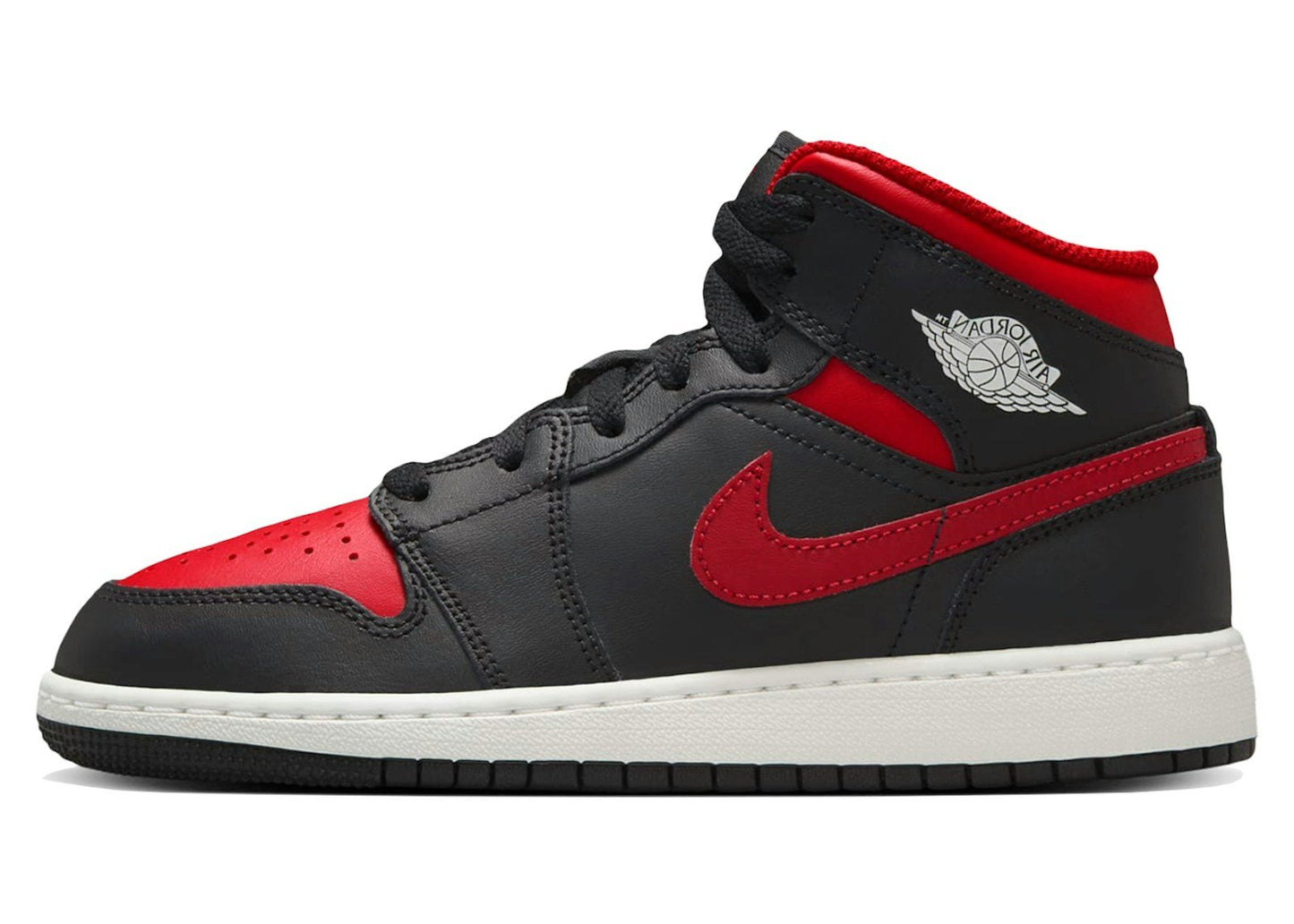 Jordan 1 Mid Black Summit White Varsity Red (GS)
