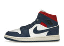 Jordan 1 Mid French Blue Gym Red (Women's)