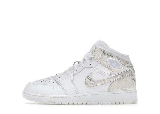 Jordan 1 Mid SE Distressed White Field Silver (GS)