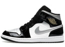 Jordan 1 Mid SE Patent Black White Metallic Silver Metallic Gold