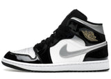 Jordan 1 Mid SE Patent Black White Metallic Silver Metallic Gold